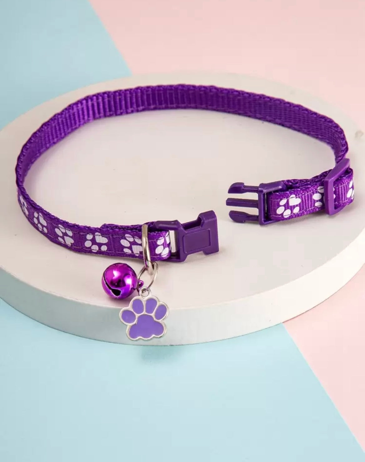 Set de collar + paseador con Estampado de Patitas